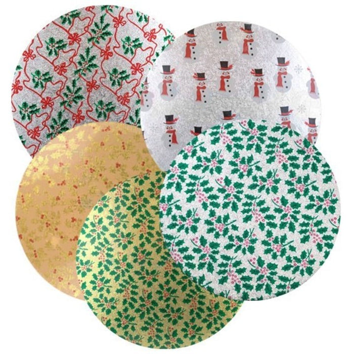 10'' Xmas Multi Style Round Turn Edge Cards 3mm 5pk