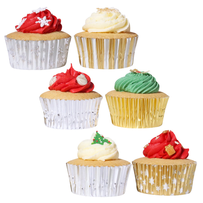PME Christmas Metallic Cupcake Cases - Gold & Silver 100pk