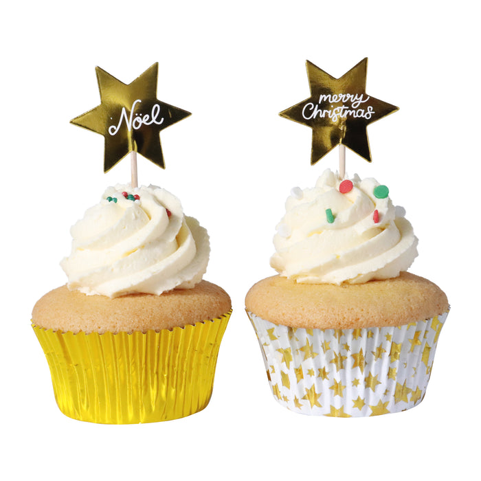 PME Christmas Cupcake & Topper Set of 24 - Golden Stars