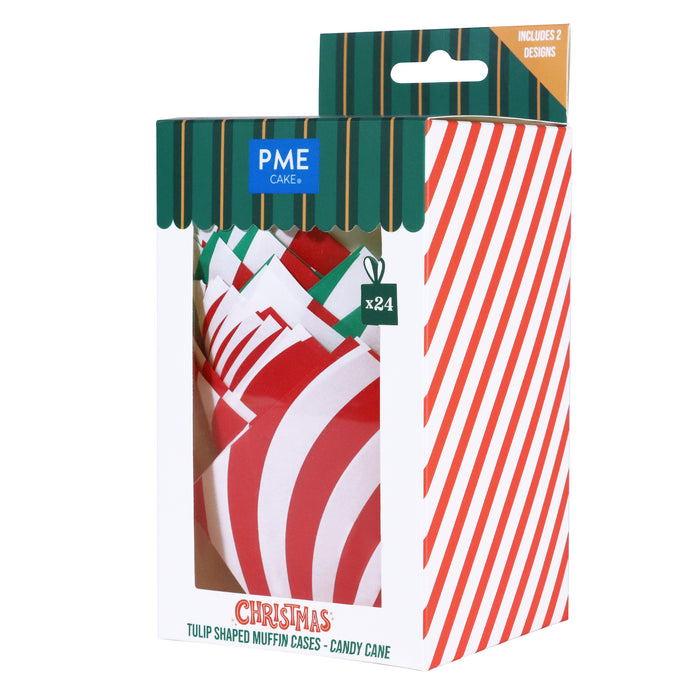 PME Christmas Tulip Muffin Cases - Candy Cane 24pk