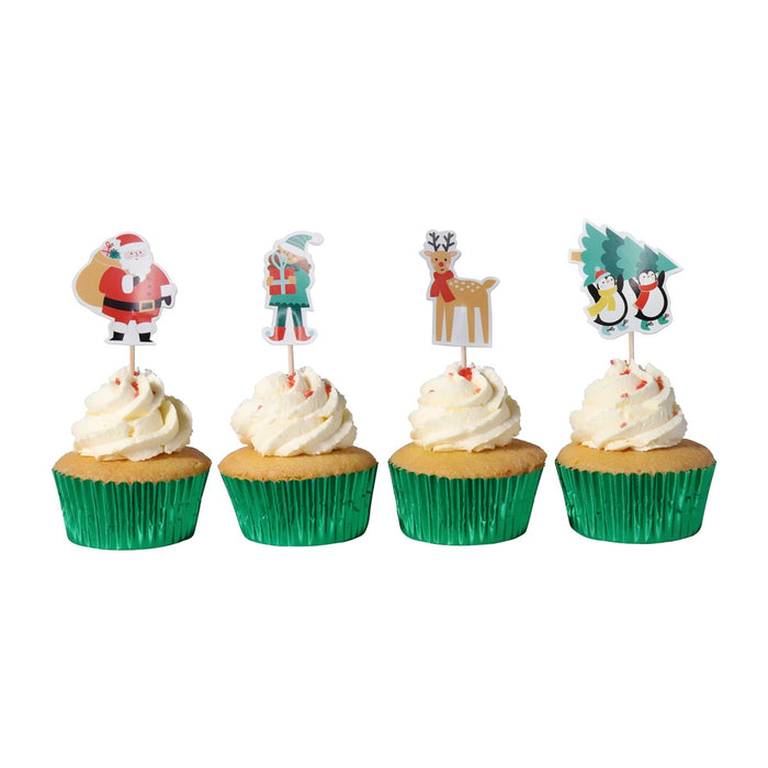 PME Christmas Cupcake Toppers - Santa & Friends 24pk