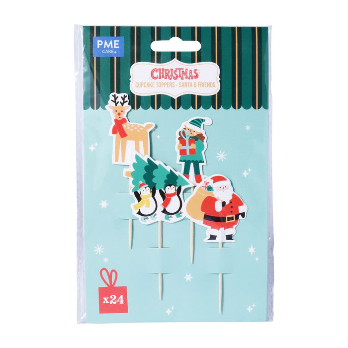 PME Christmas Cupcake Toppers - Santa & Friends 24pk
