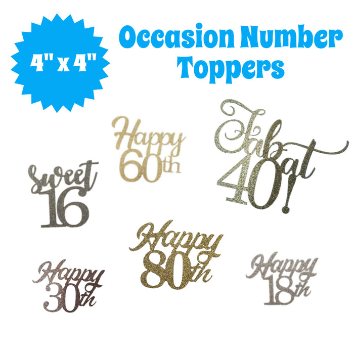 Occasion Number Toppers 4" x 4"