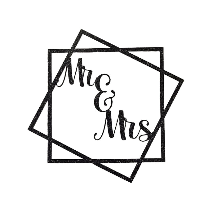 Mr & Mrs Square Offset Black Glitter