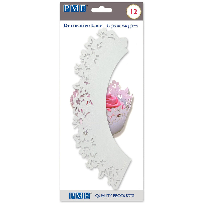 Cupcake Wrappers - White Flowers Pk/12