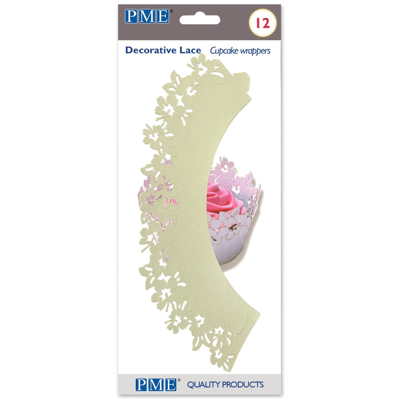 Cupcake Wrappers - Ivory Flowers Pk/12
