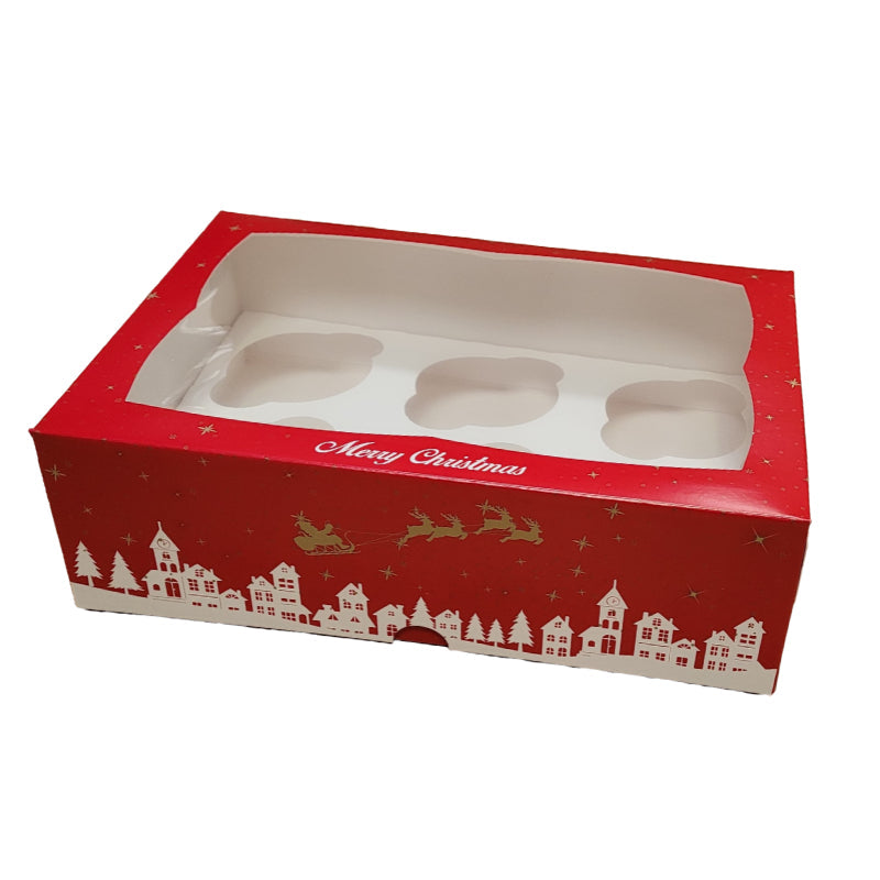 Christmas 6 Cupcake Box 4" High