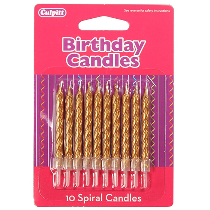 Gold Spiral Candle 10pk