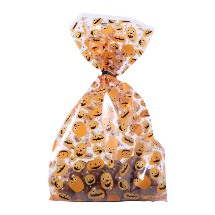 PME Halloween 20 Plastic Treat Bags - Pumpkin Party