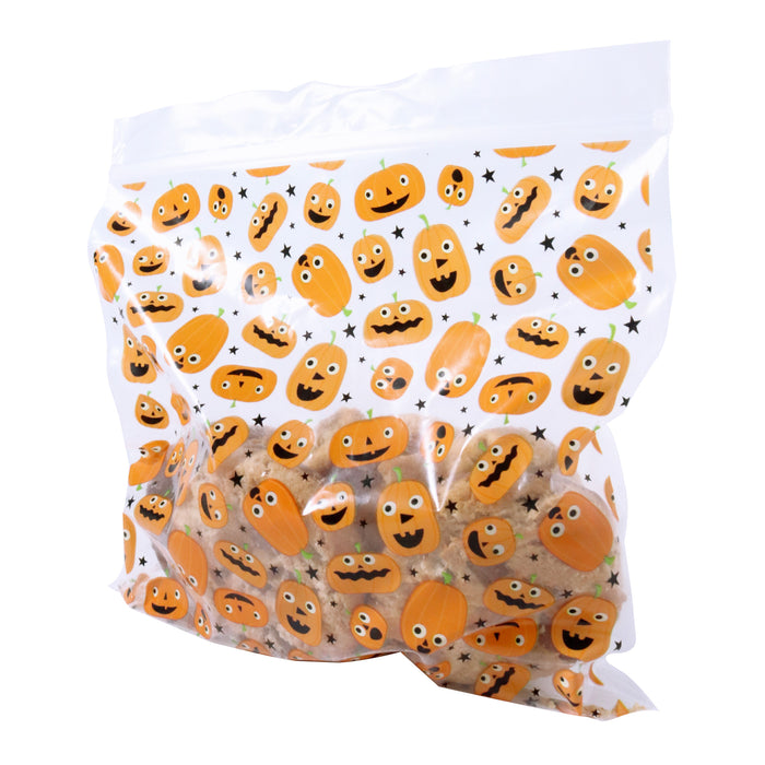 PME Halloween 20 Resealable Plastic Treat Bags - Pumpkin Party