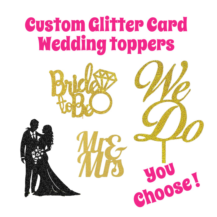 Custom Card Wedding Toppers Glitter Card