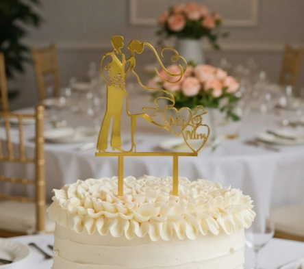 Mr & Mrs Gold Acrylic Trailing Bride