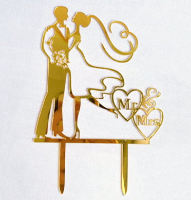 Mr & Mrs Gold Acrylic Trailing Bride