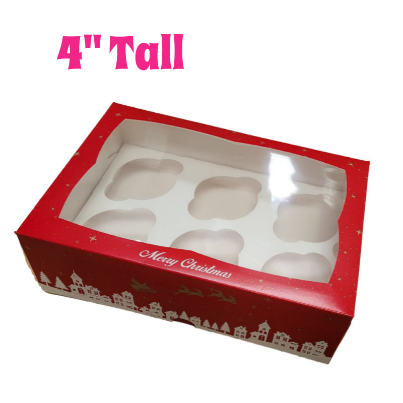 Christmas 6 Cupcake Box 4" High