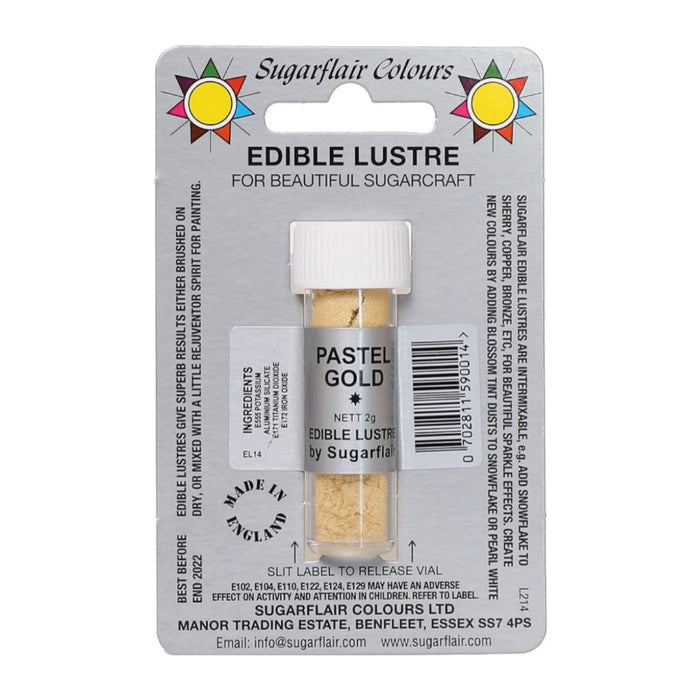 Sugarflair Edible Lustre Glitter -Pastel Gold E171 Free