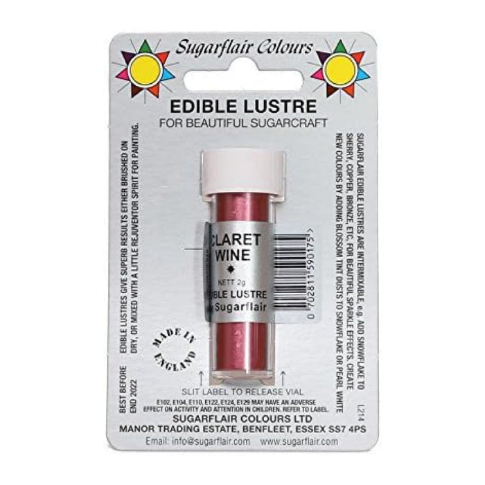 Sugarflair Edible Lustre Glitter -Claret Wine E171 Free