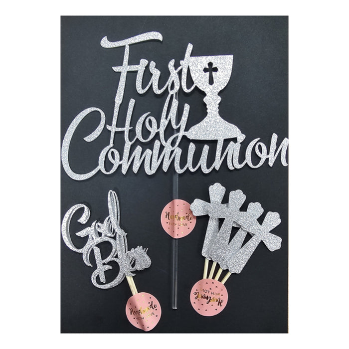 Communion Topper & 6 Cupcake pics