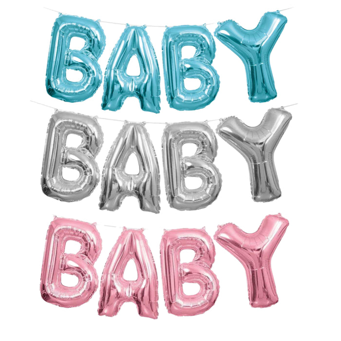 Baby Balloon Banner Pink, Blue or Silver