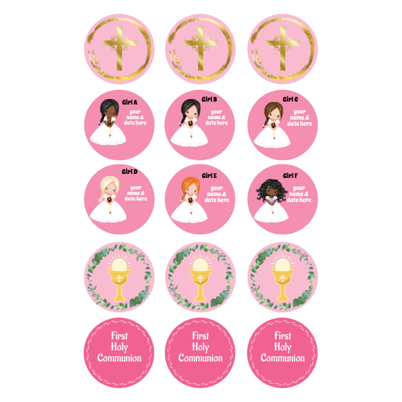 Customised Inclusive Communion Girl Toppers 15 x 2"