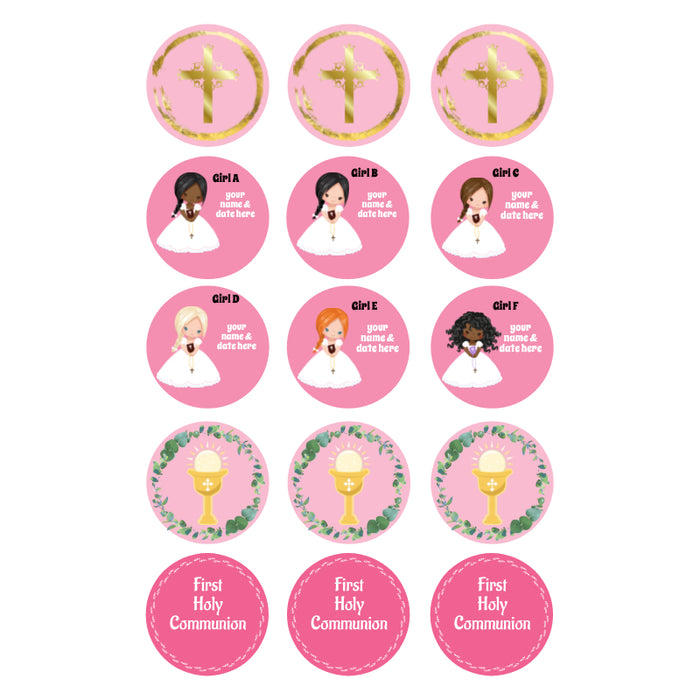 Customised Inclusive Communion Girl Toppers 15 x 2"