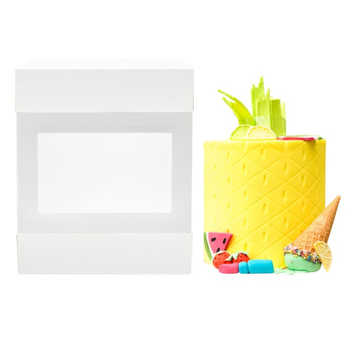 14x14x14" Tall White Cake Box with Front Window