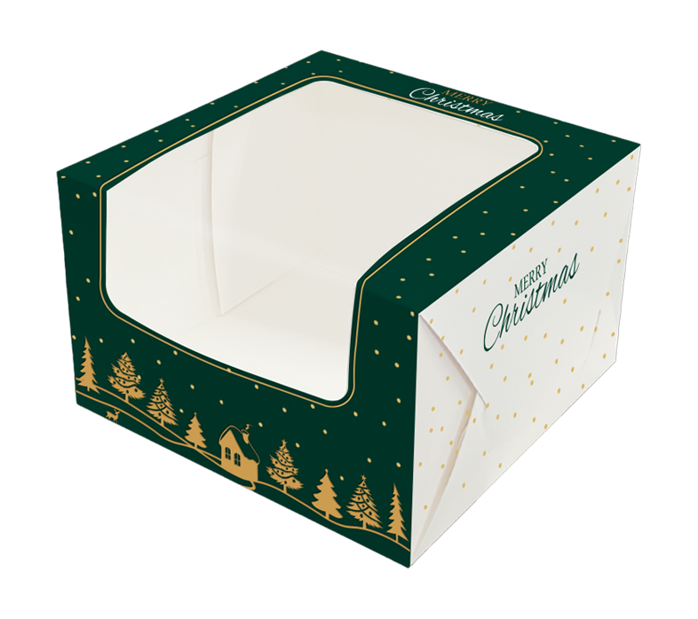 NEW Green Christmas Cake box 8"x 8"x 5"