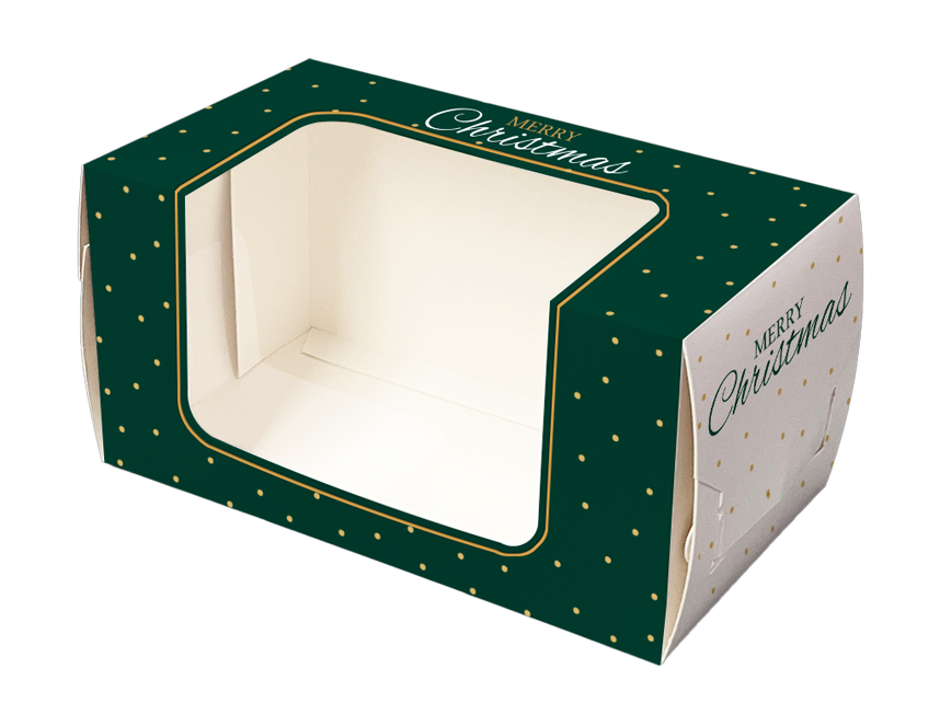 Christmas Log Box 8x4x4 Green & Gold