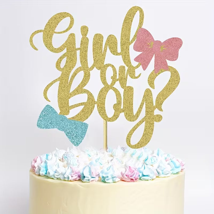 Topper "Girl or Boy" Glitter Card