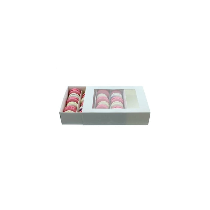 24 Luxury Satin White Macaron Box With Sleeve