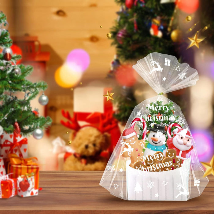 Food Safe Cellophane Roll Merry Christmas - 80cm x 20m