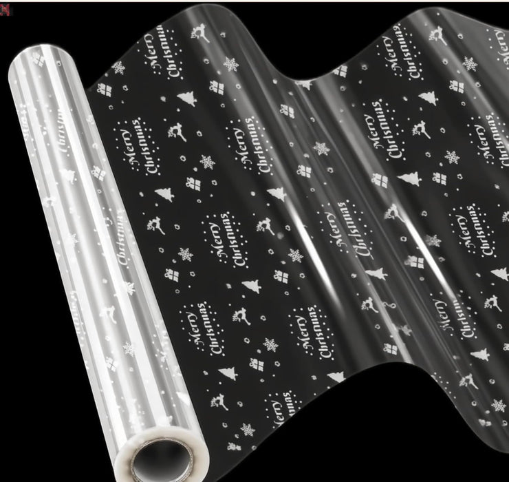 Food Safe Cellophane Roll Merry Christmas - 80cm x 20m