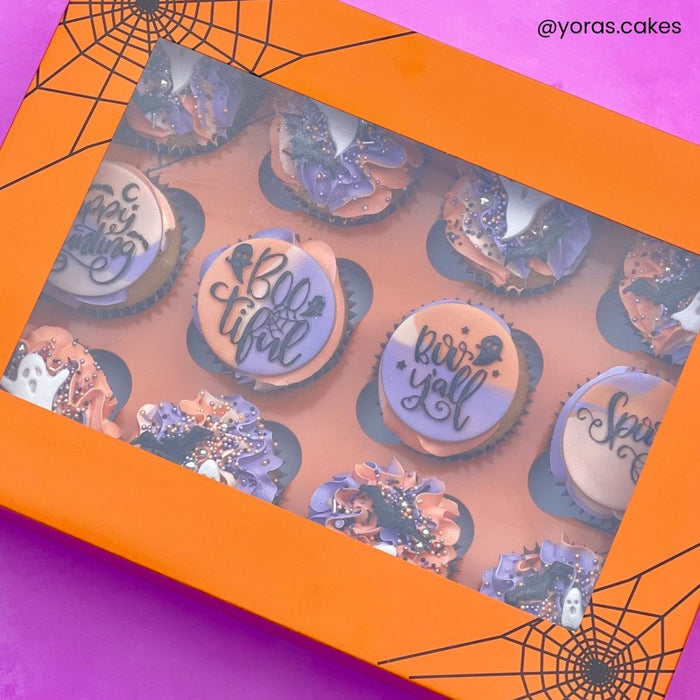 Halloween Cobweb Satin Cupcake Box 12 Insert