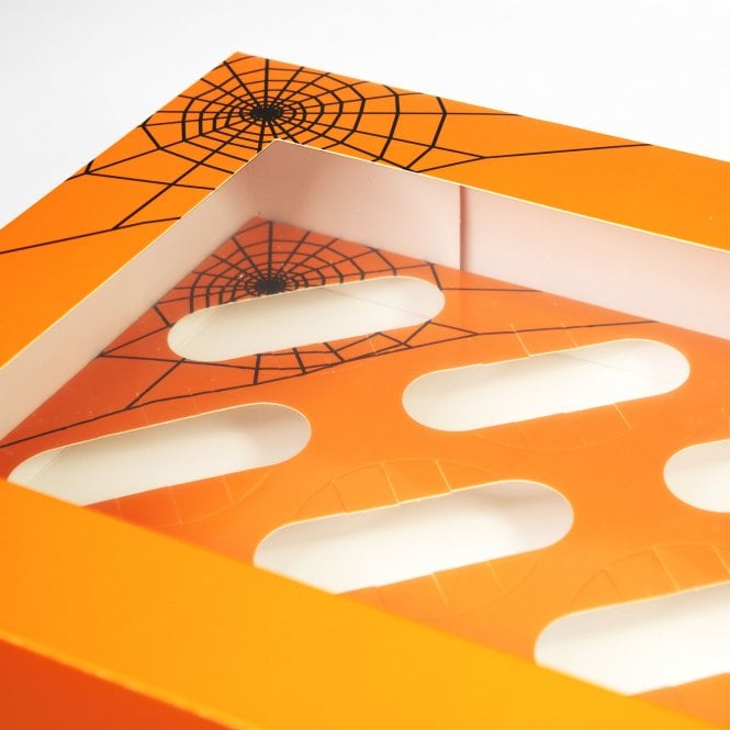Halloween Cobweb Satin Cupcake Box 12 Insert