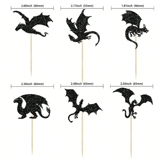 Dragon Cupcake Toppers 6pc
