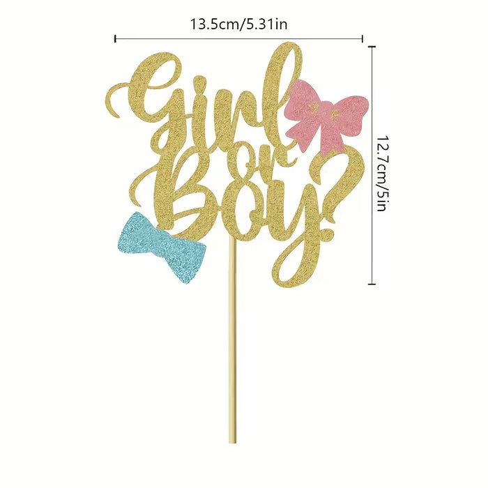 Topper "Girl or Boy" Glitter Card