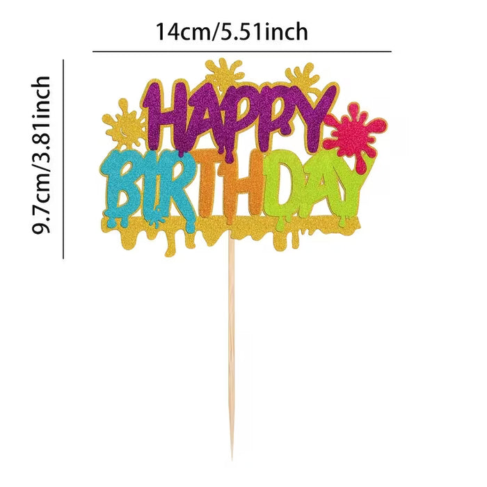 Happy Birthday Art Paint Topper 5.5" x 3.8"