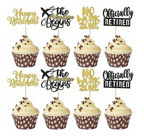 Retirement Cupcake Toppers 6pc
