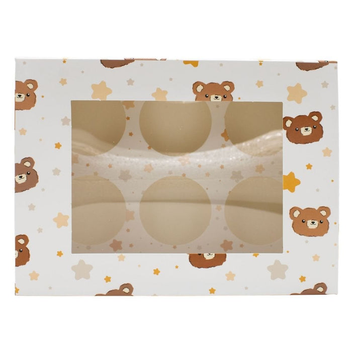 Bear & Star Cupcake Box - 6 or 12 Insert 4" High