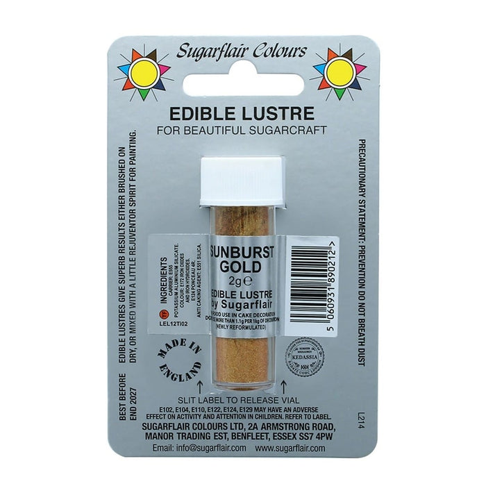 Sugarflair Edible Lustre Glitter -Sunburst Gold E171 Free
