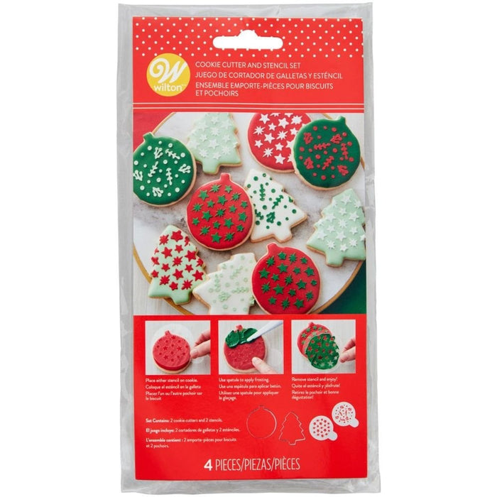 Wilton Cookie Cutter & Stencil Set/4 Xmas