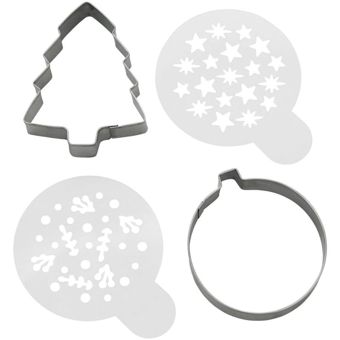 Wilton Cookie Cutter & Stencil Set/4 Xmas