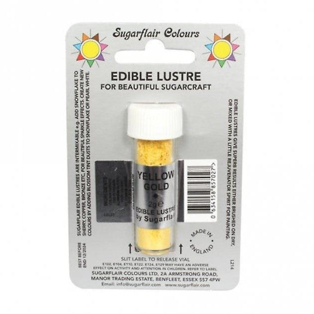 Sugarflair Edible Lustre Glitter -Yellow Gold E171 Free