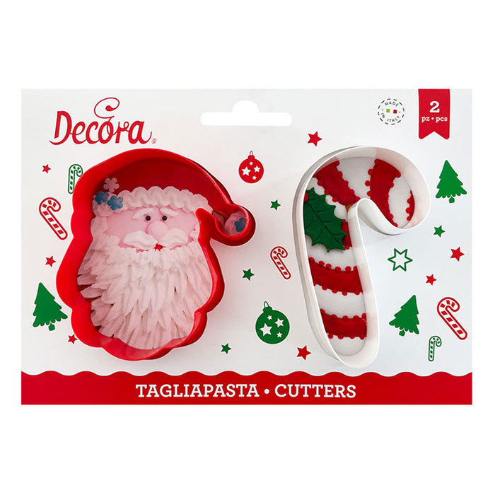 Santa Claus and candy cane cutter