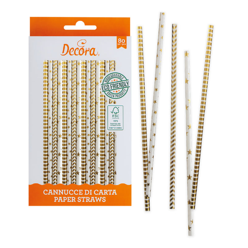 Star & Stripes Gold Straws 80pk