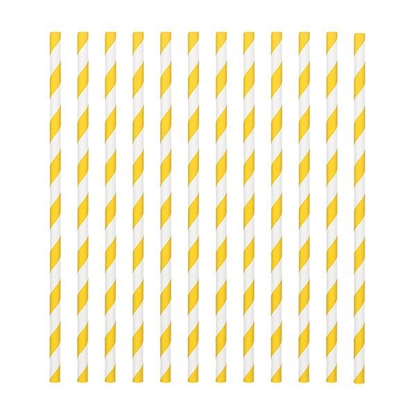 Yellow Candy Stripe Paper Straws 24 pk