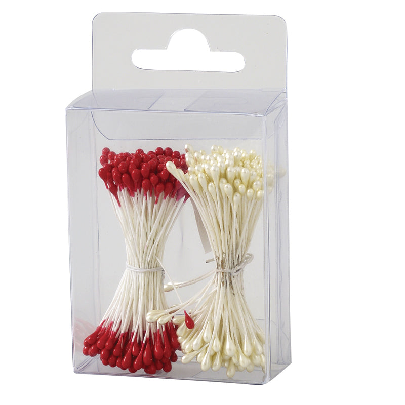 Pearly Red & White Stamen 288 Pk