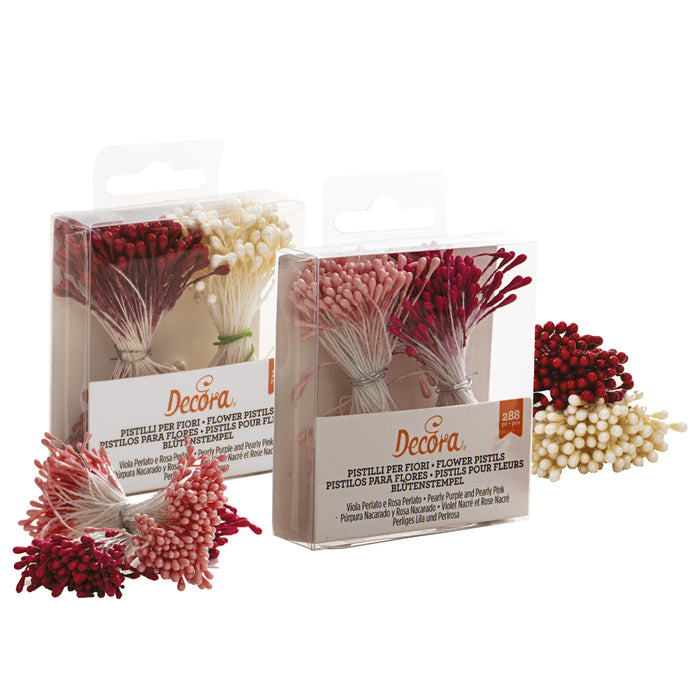 Pearly Red & White Stamen 288 Pk