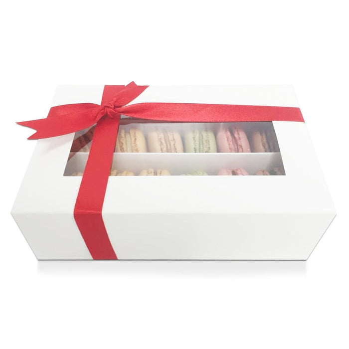 12 Luxury Satin White Macaron Box With Sleeve