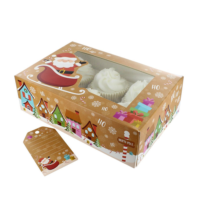 6/12 Cupcake Box & Gift Tag - Santa