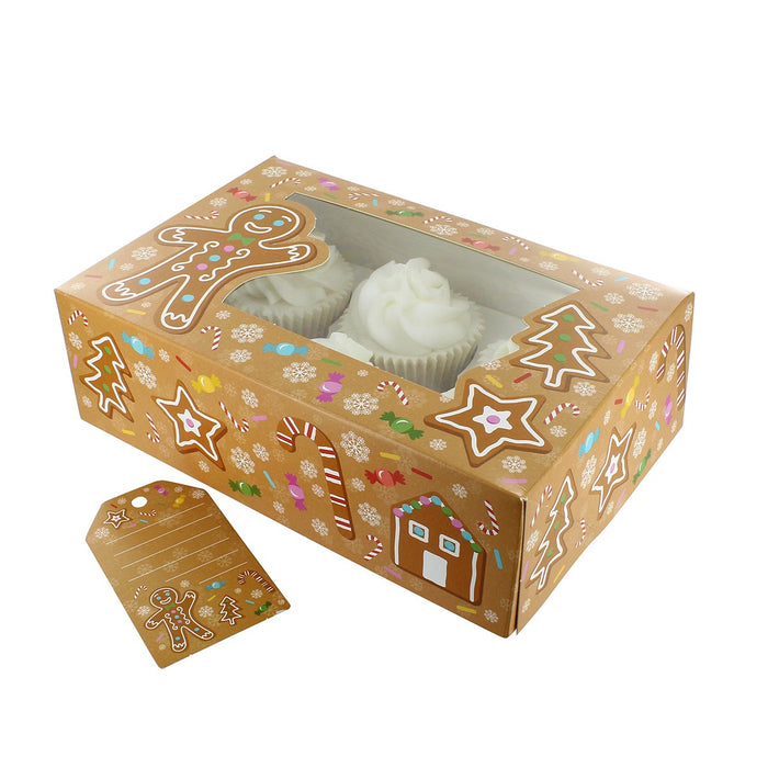 6/12 Cupcake Box & Gift Tag - Gingerbread